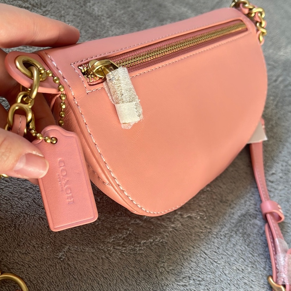 Coach Candy Pink Quilted Chain Belt Bag 💕